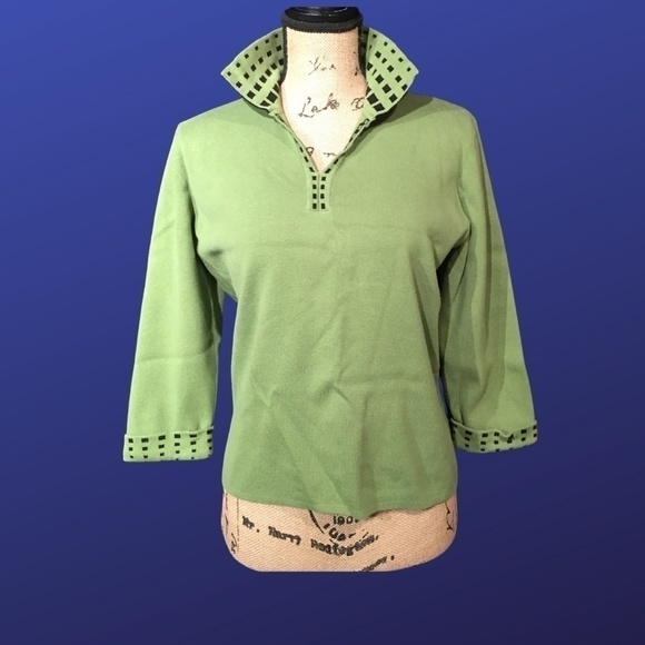HAMPSHIRE STUDIO Green Black SPRING SUMMER Collared Polo Pullover, Size  XL - Picture 1 of 8